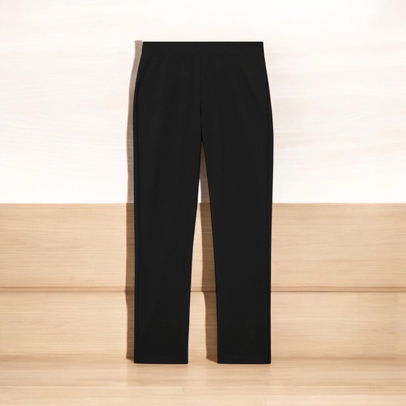 Eileen Fisher Black Straight Leg Pants Washable Pullon - Picture 1 of 9